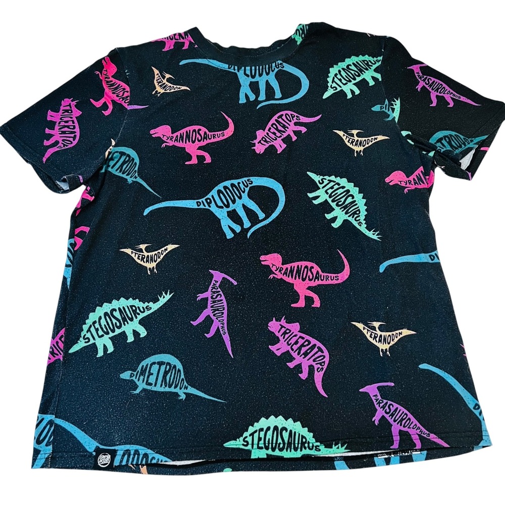 Fresh Hoods Rainbow Dino Graphic Tee XL Stretchy Polyester